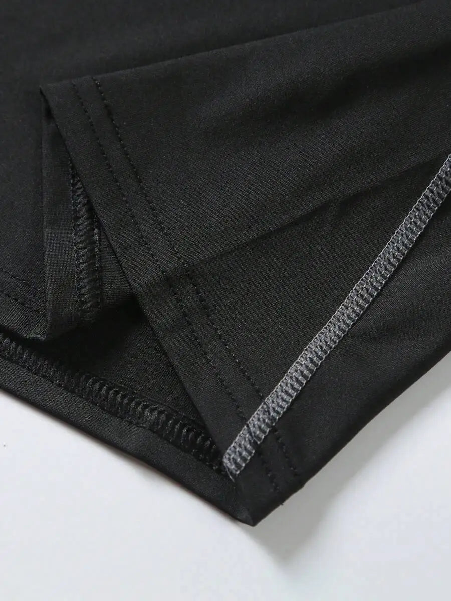 Mens Short Sleeve Compression Sport Shirt Moisture Wicking Running Basketball Soccer Cycling Fitness Black