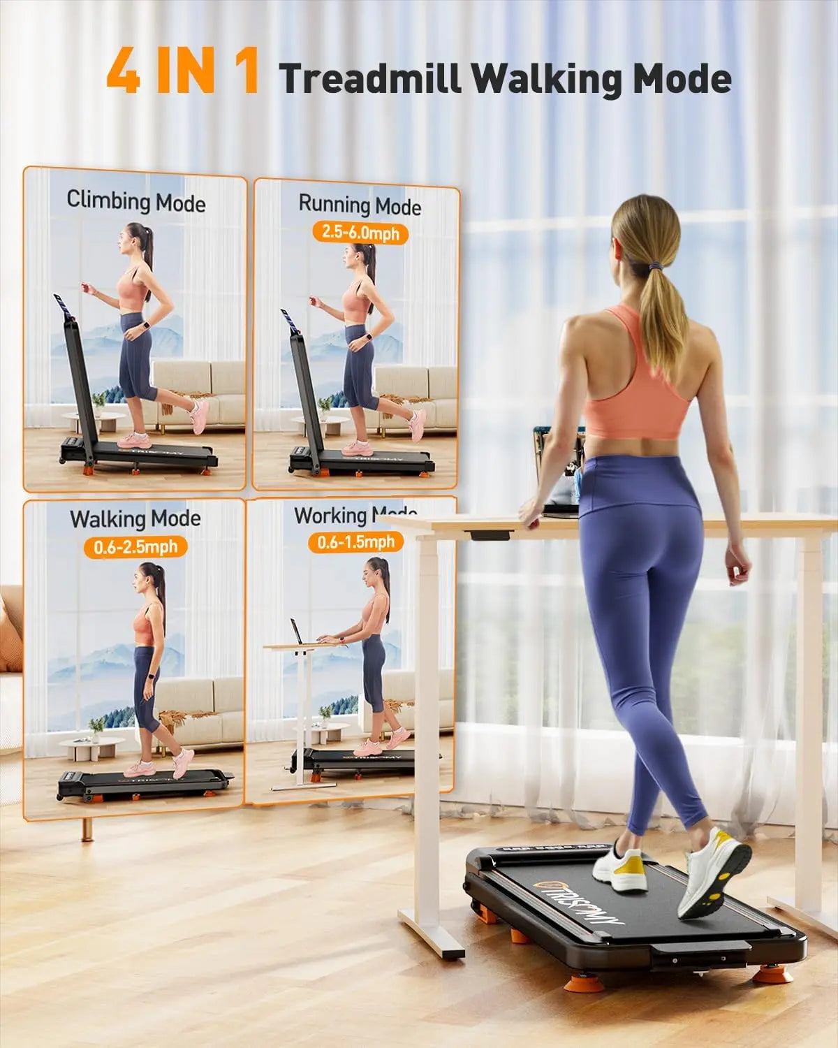 3.5HP Walking Pad Treadmill 300 LB
