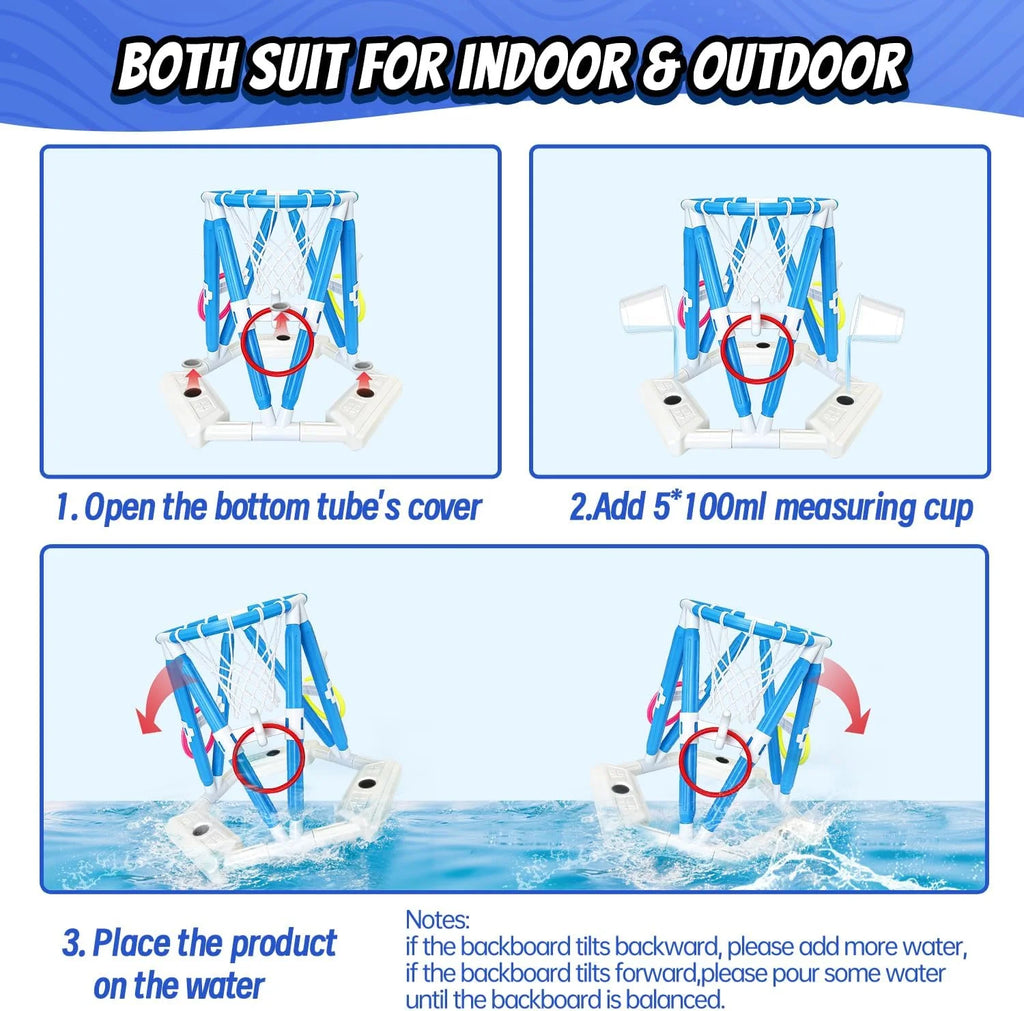 2-in-1 Pool Basketball Hoop & Ring Games