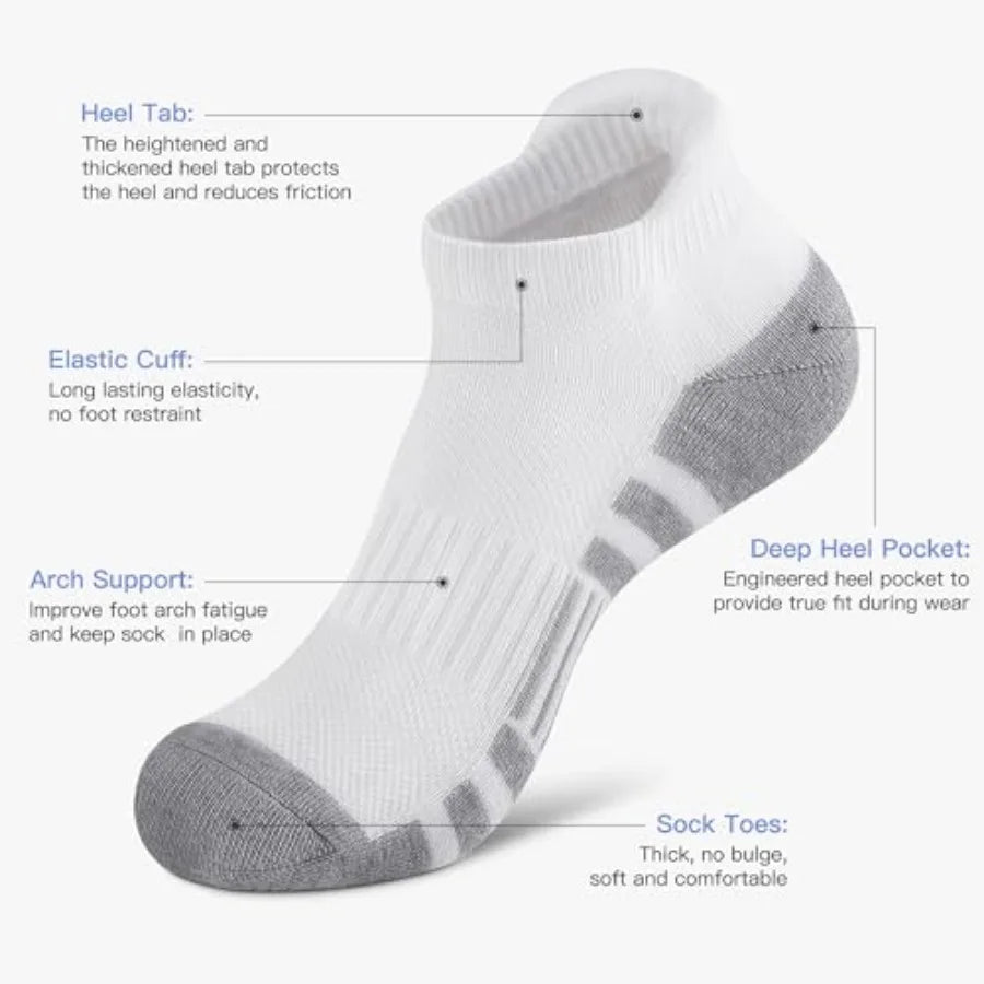 6 Pairs Ankle Athletic Socks Low Cut