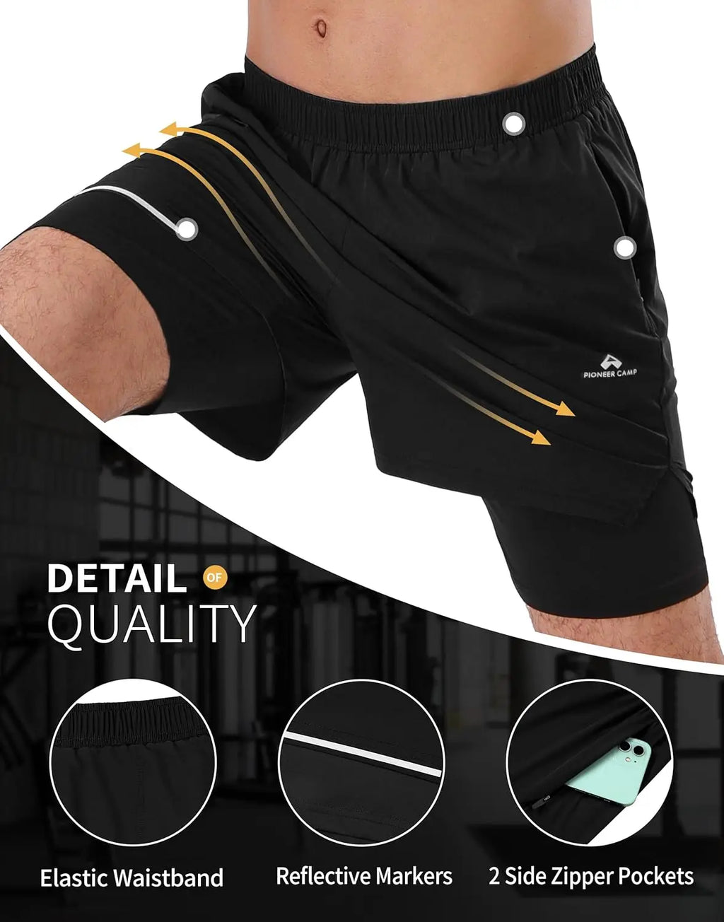 Men's 2 in 1 Running Shorts 5"