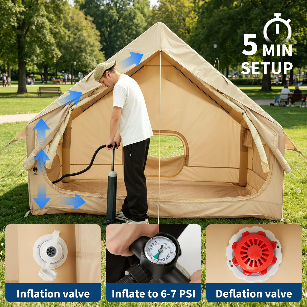 Spacious & Waterproof Inflatable Camping Tent
