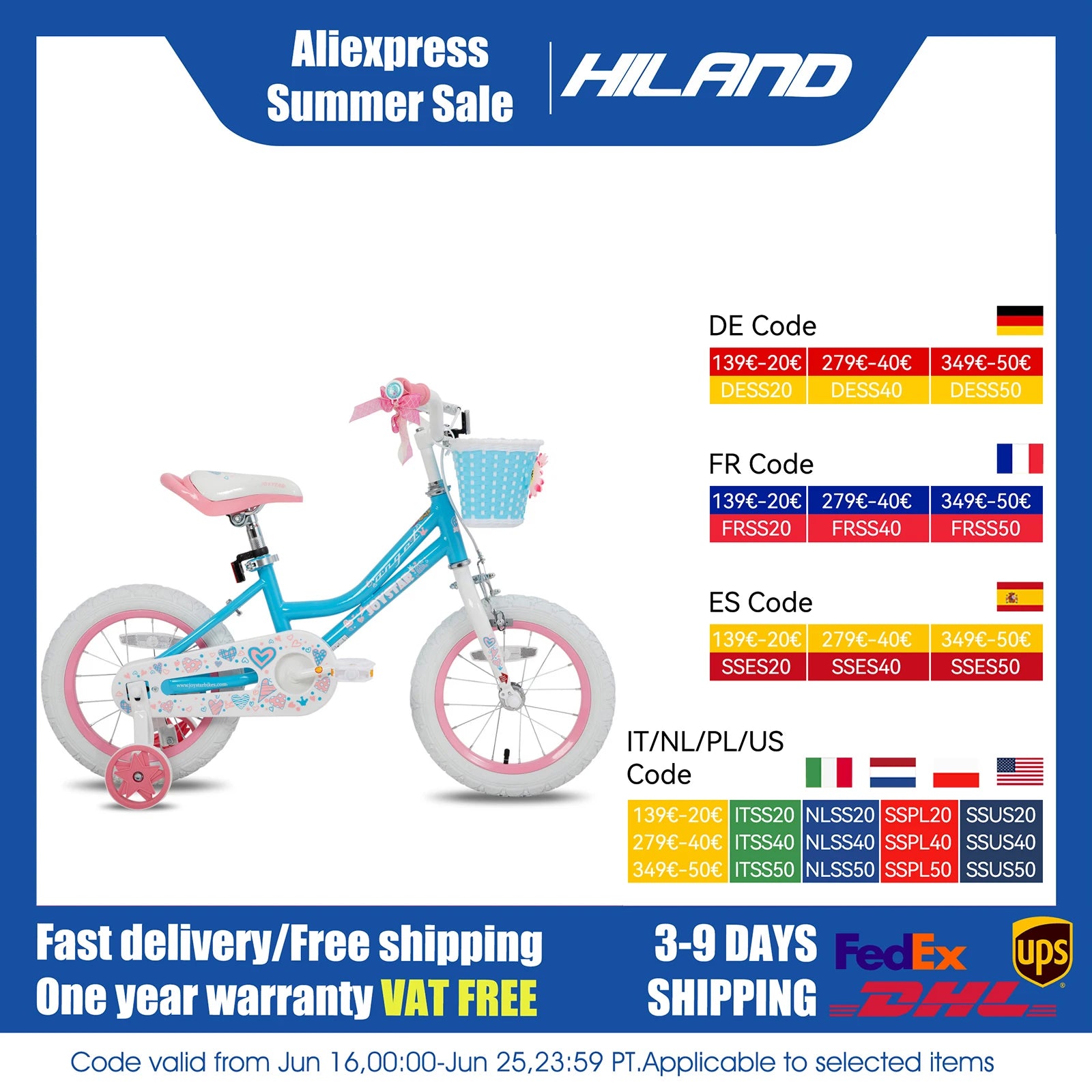 JOYSTAR Angel Girls Bike for Toddlers and Ages 2-9 Years Old,Kids Bike with Training Wheels & Basket with Handbrake & Kickstand