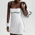 Women's Black Tennis Dress with White Trim