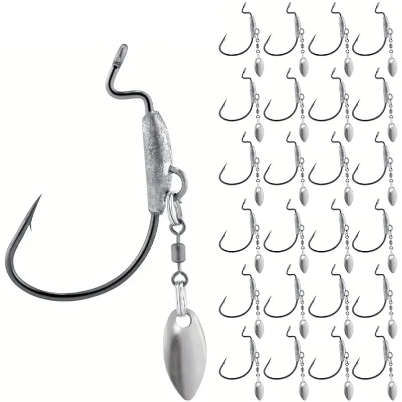 25Pcs Underspin Weighted Swimbait Hooks