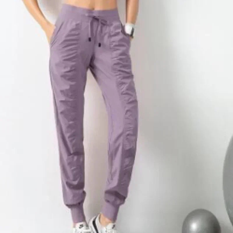 Fabric Drawstring Running Sport Joggers Women