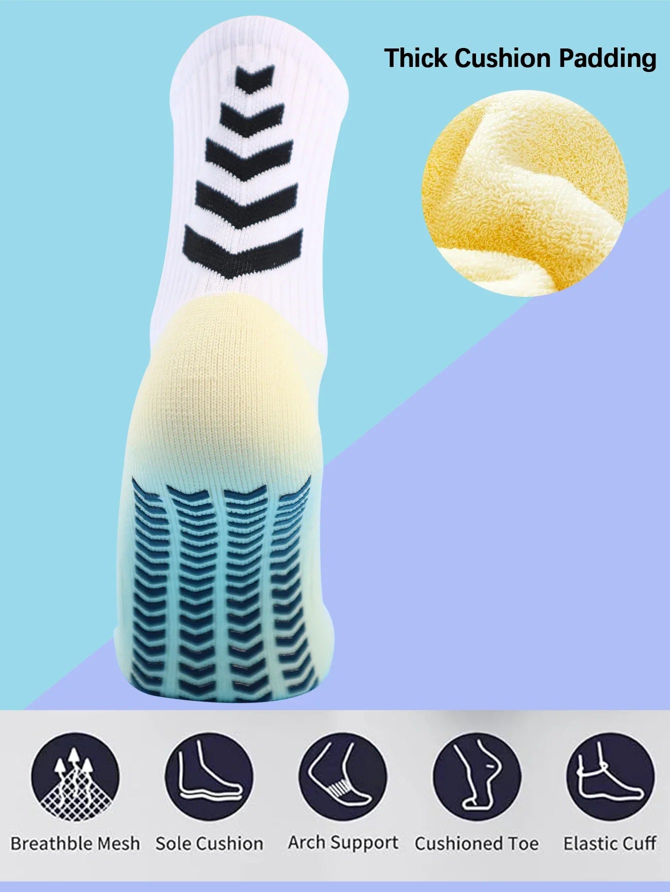1 Pair Men's Football Socks with Grip