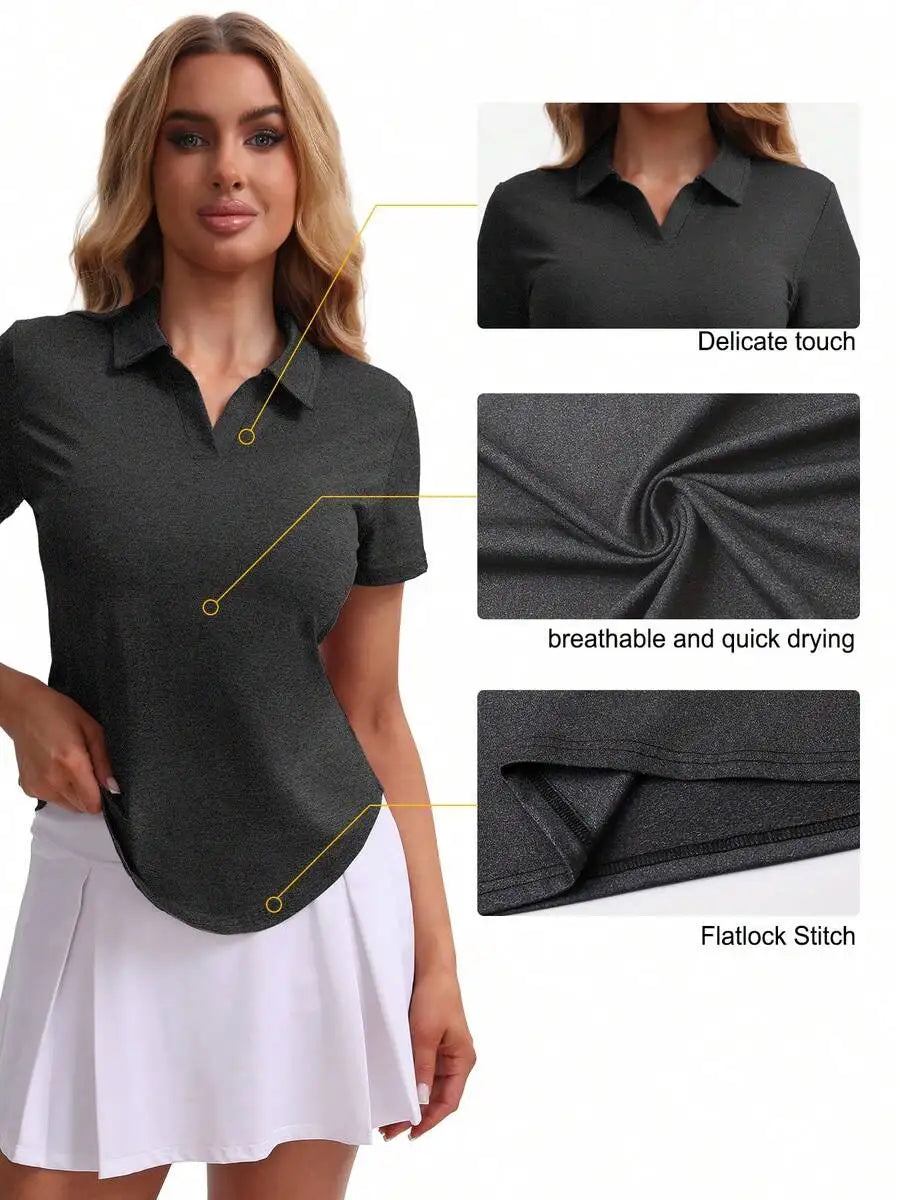 Womens Quick-Drying  Solid Color Short Sleeve