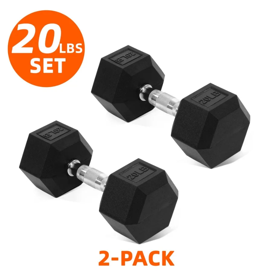 Rubber Encased Hex Dumbbell 10-50 lb