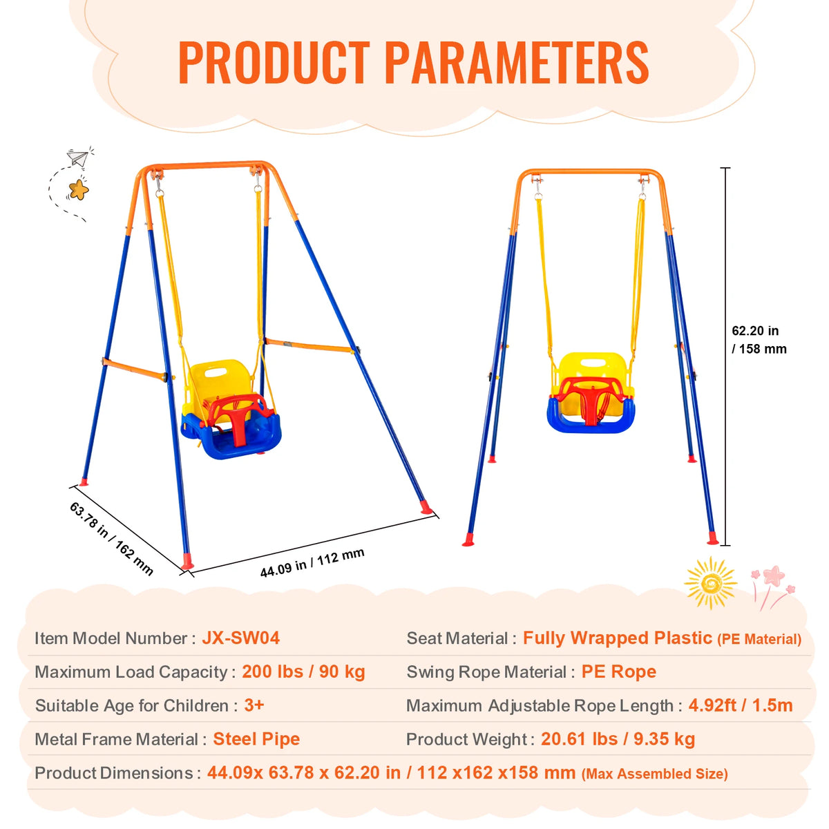 Swing Sets for Backyard 600lbs Capacity