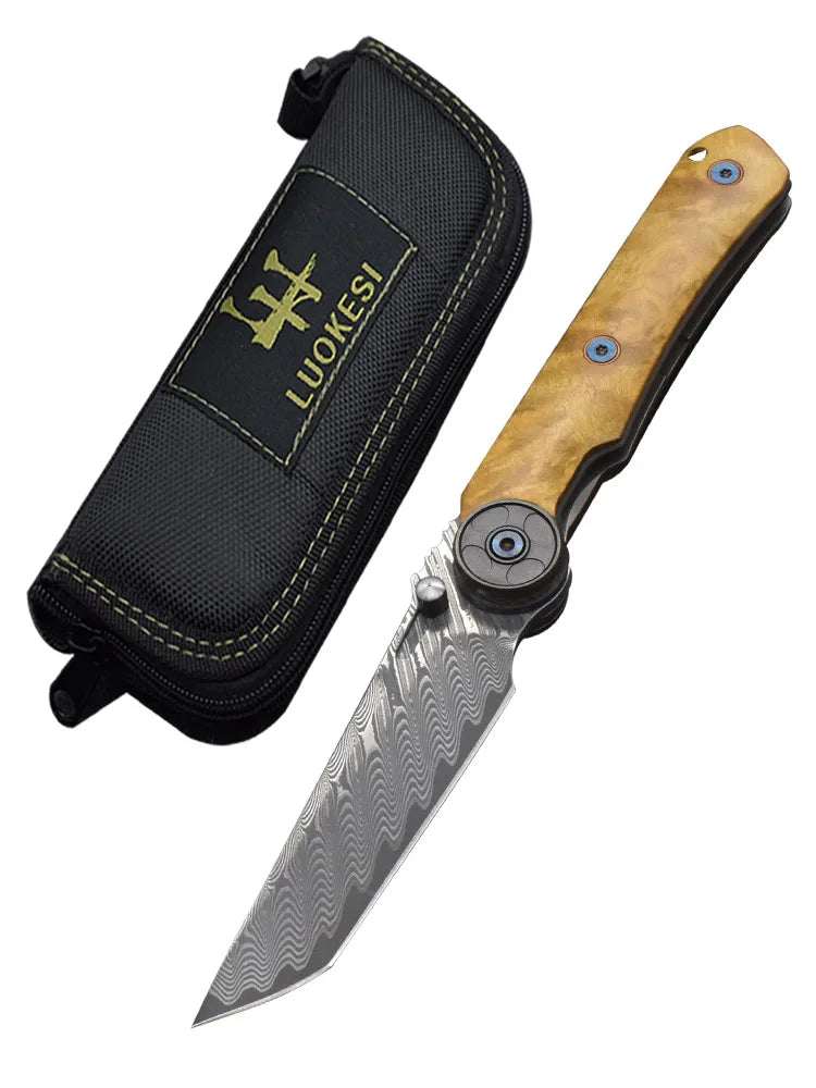 Damascus Steel Camphor Wood Handle Knife