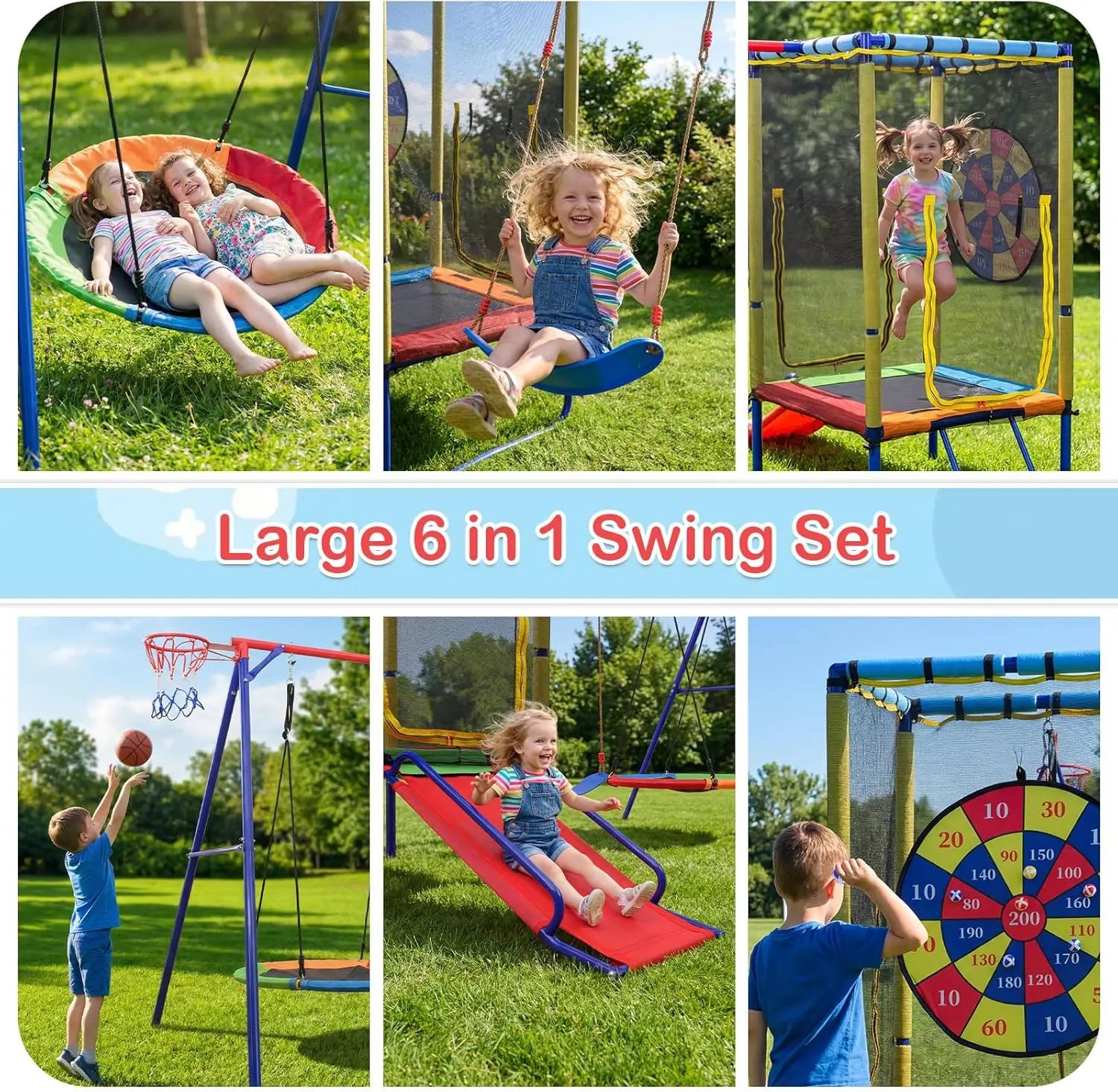 6 in 1 Swing Sets for Backyard