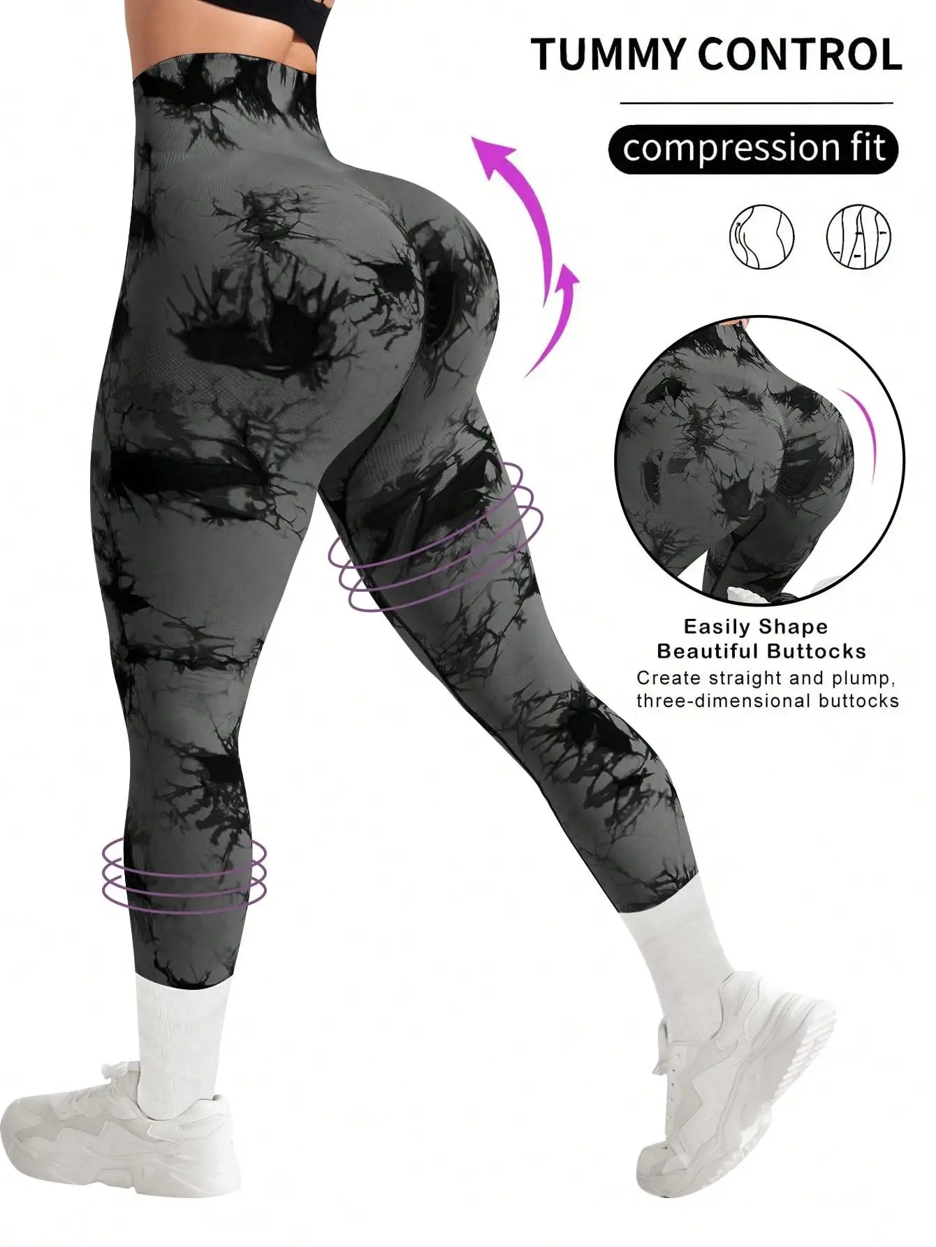 High Waist Tie Dye Compression Leggings Women