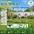 Outsunny Metal Swing Set with Glider,