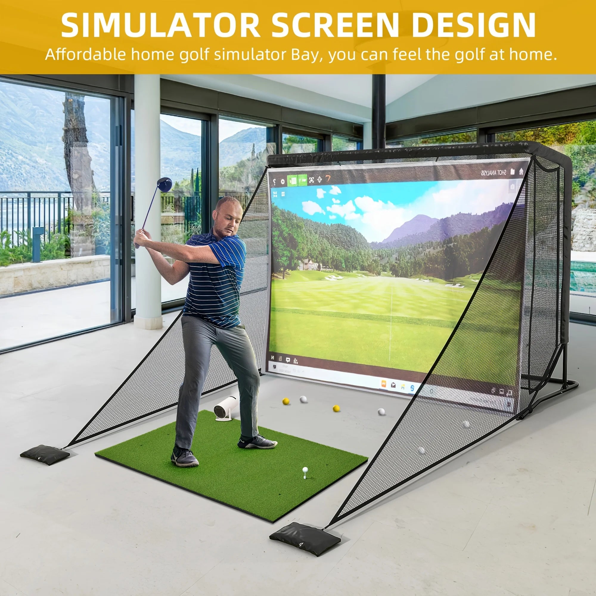 10x7ft Golf Hitting Net with Simulator Cloth