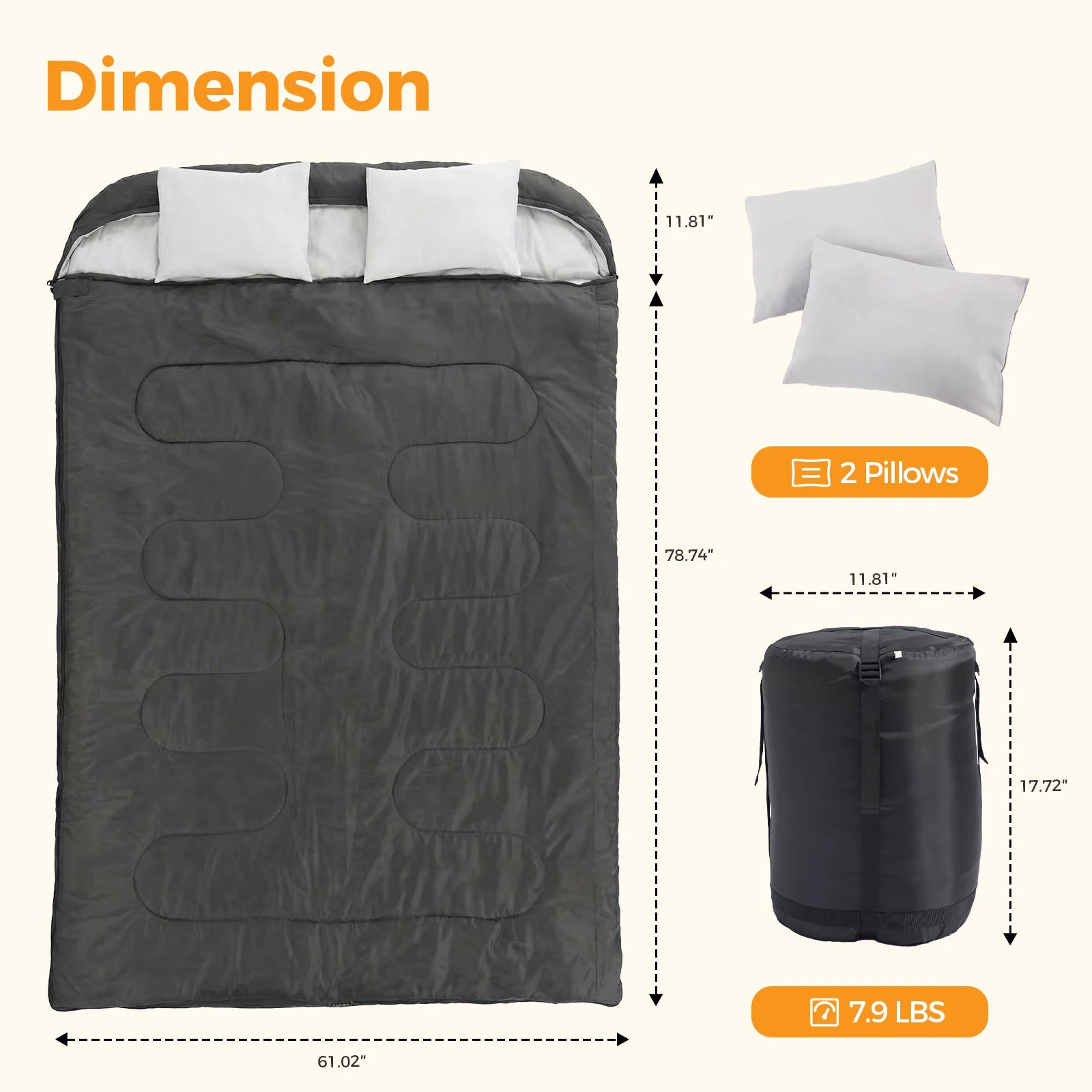 Portable Compact Sleeping Bag for 2 Person