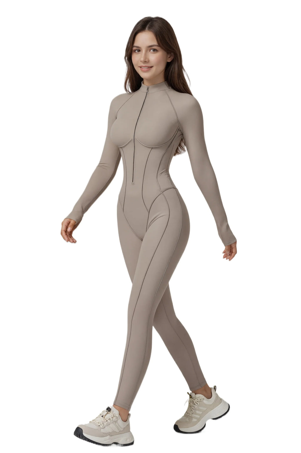 Zip Front Long Sleeve Yoga Jumpsuit