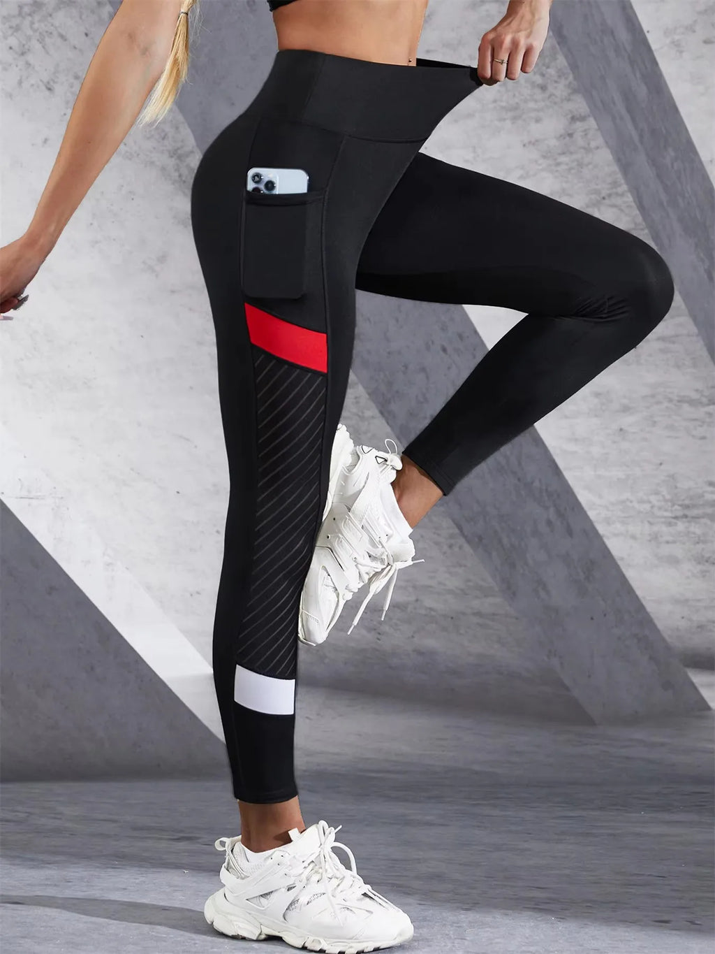 Colorblocked Mesh High Waist Yoga Pants