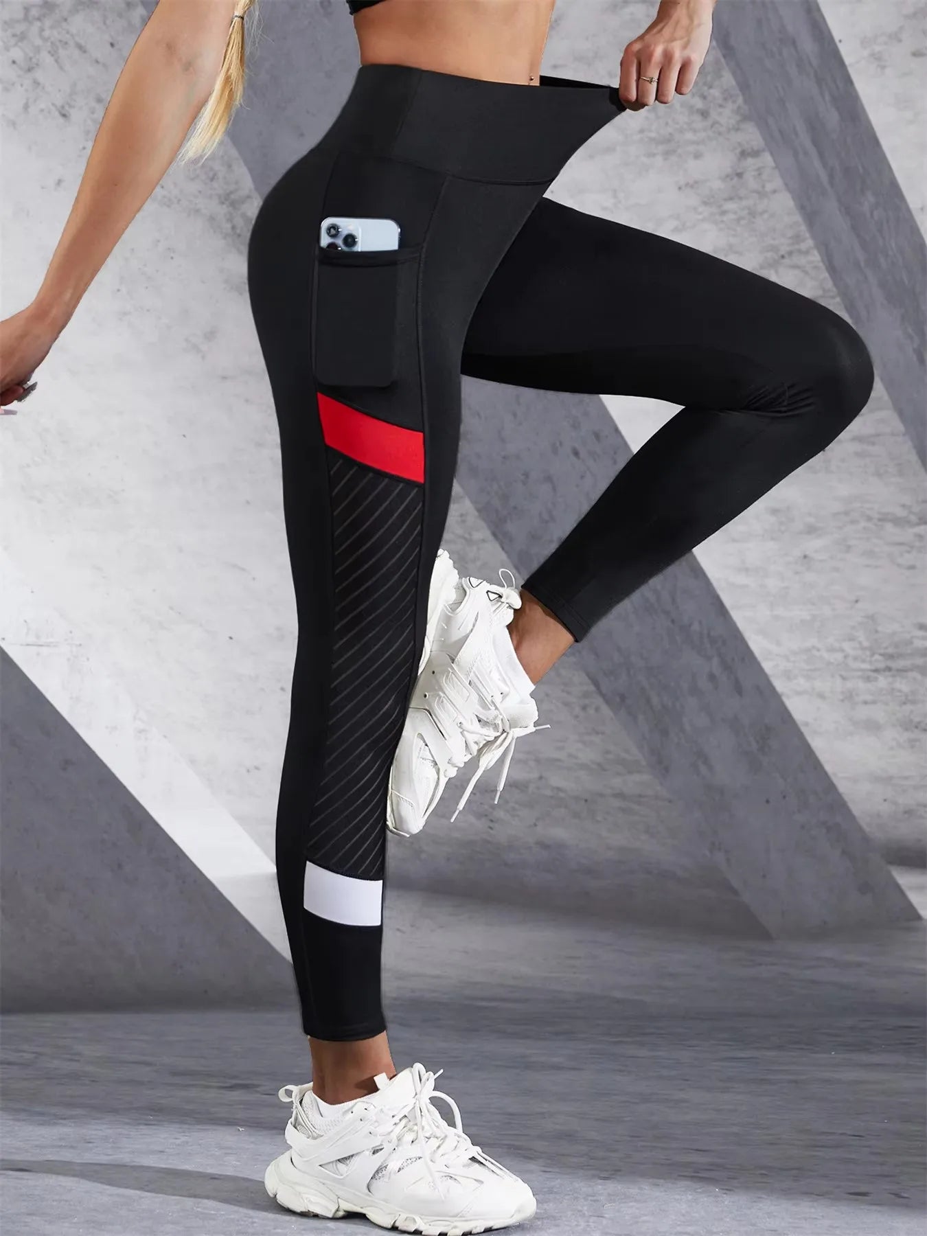 Colorblocked Mesh High Waist Yoga Pants