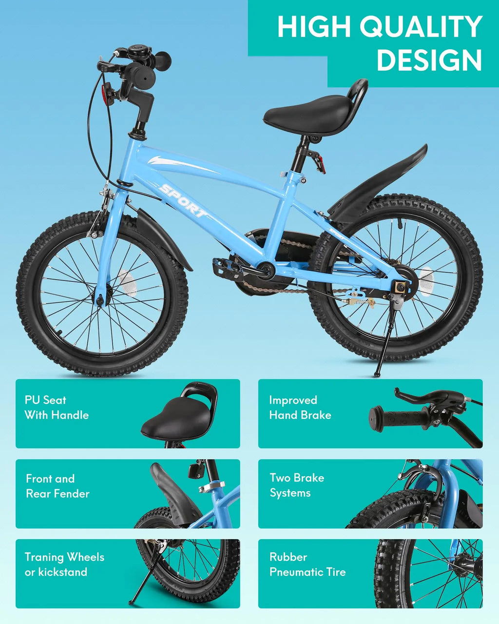 16 Inch Kids Bike with Training Wheels
