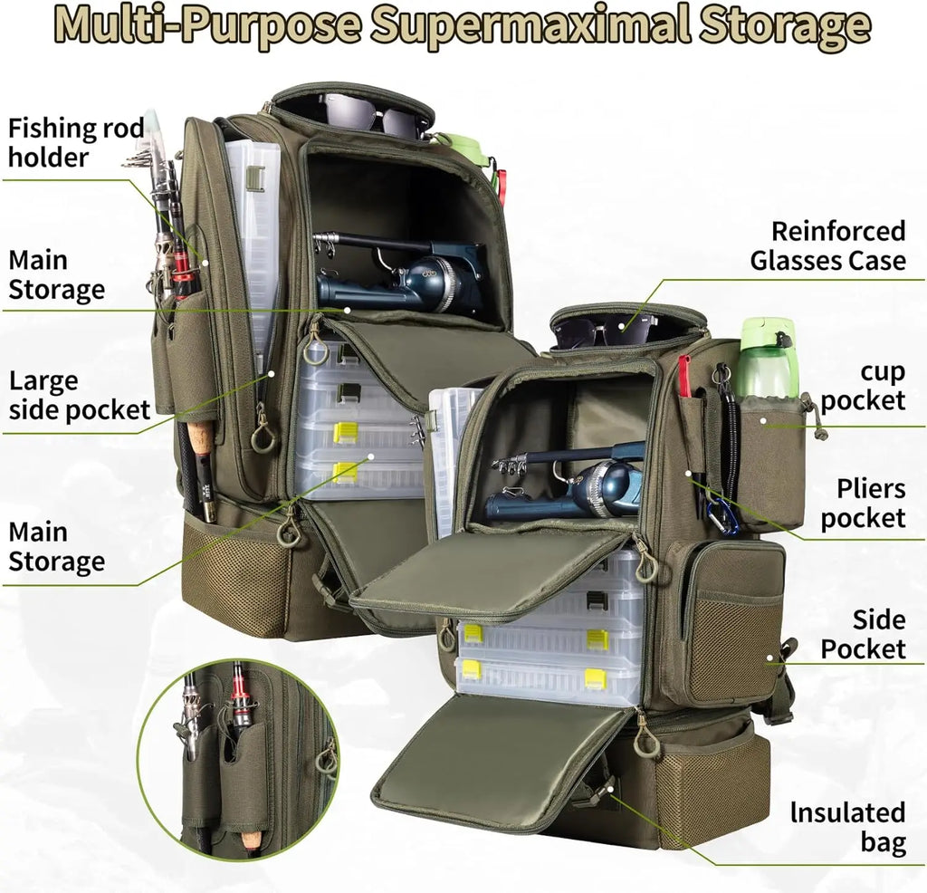 Large Fishing Backpack with Cooler