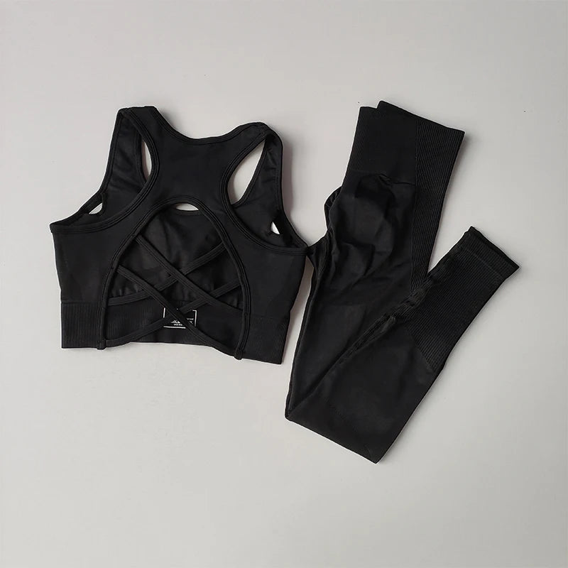 2PCS Sports Bra Women  Leggings Yoga Suit