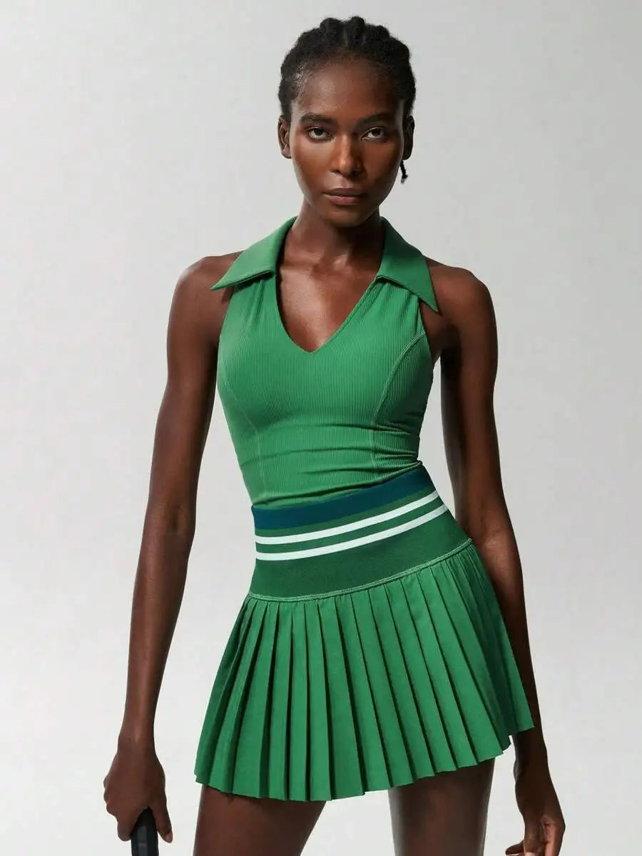 Womens Tennis Dress Set Sleeveless