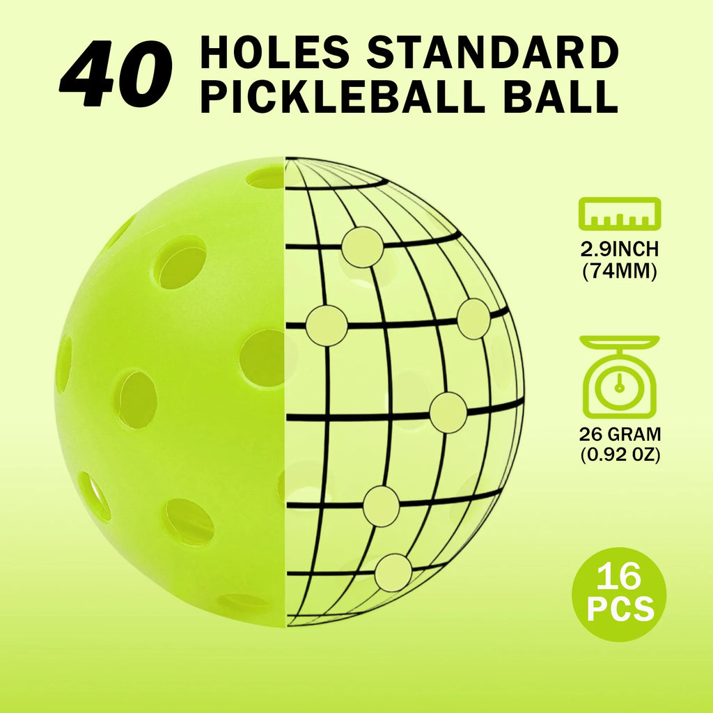 40-Hole Outdoor Pickleballs 8/16Pcs
