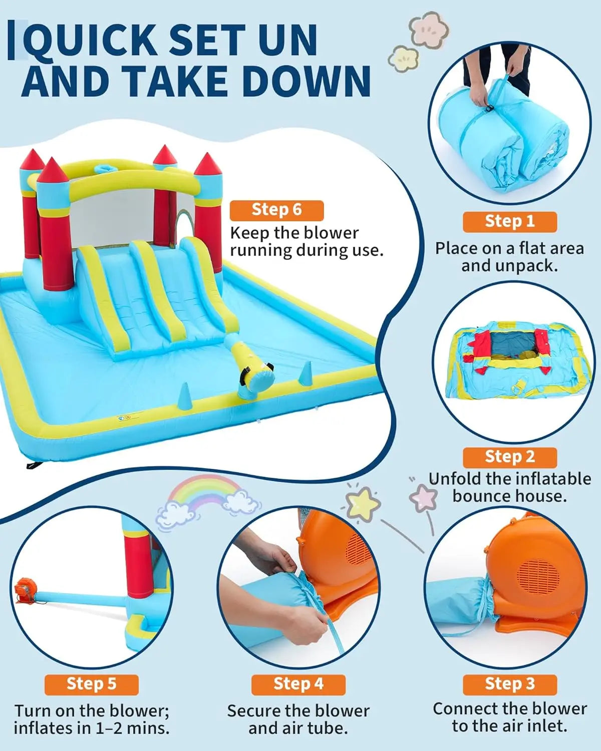 7-in-1 Blow up Water Slides for Backyard