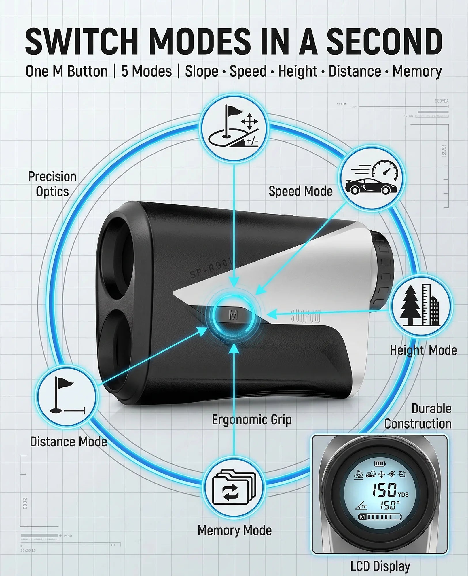 Golf Rangefinder with Slope -1000