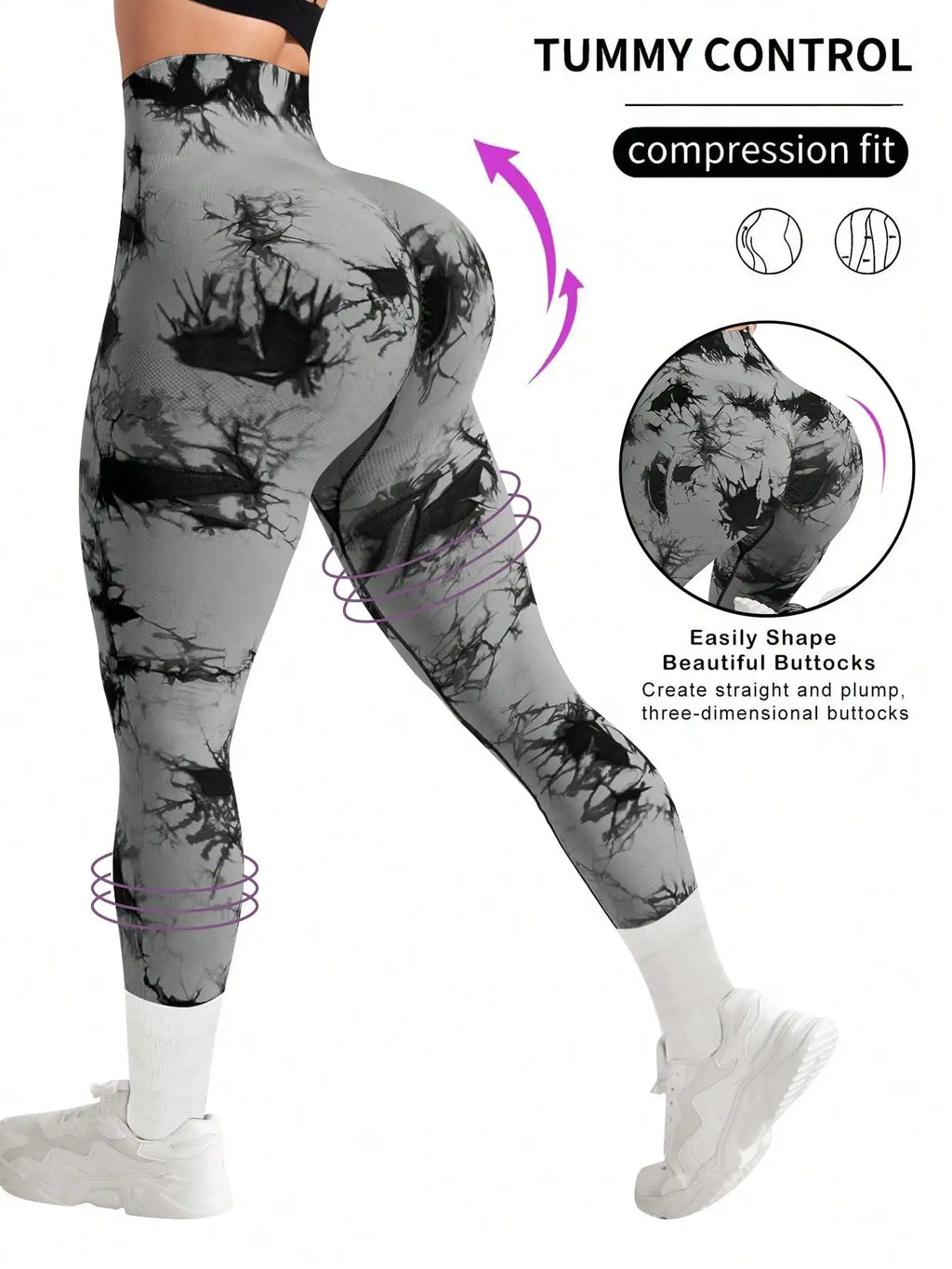 High Waist Tie Dye Compression Leggings Women