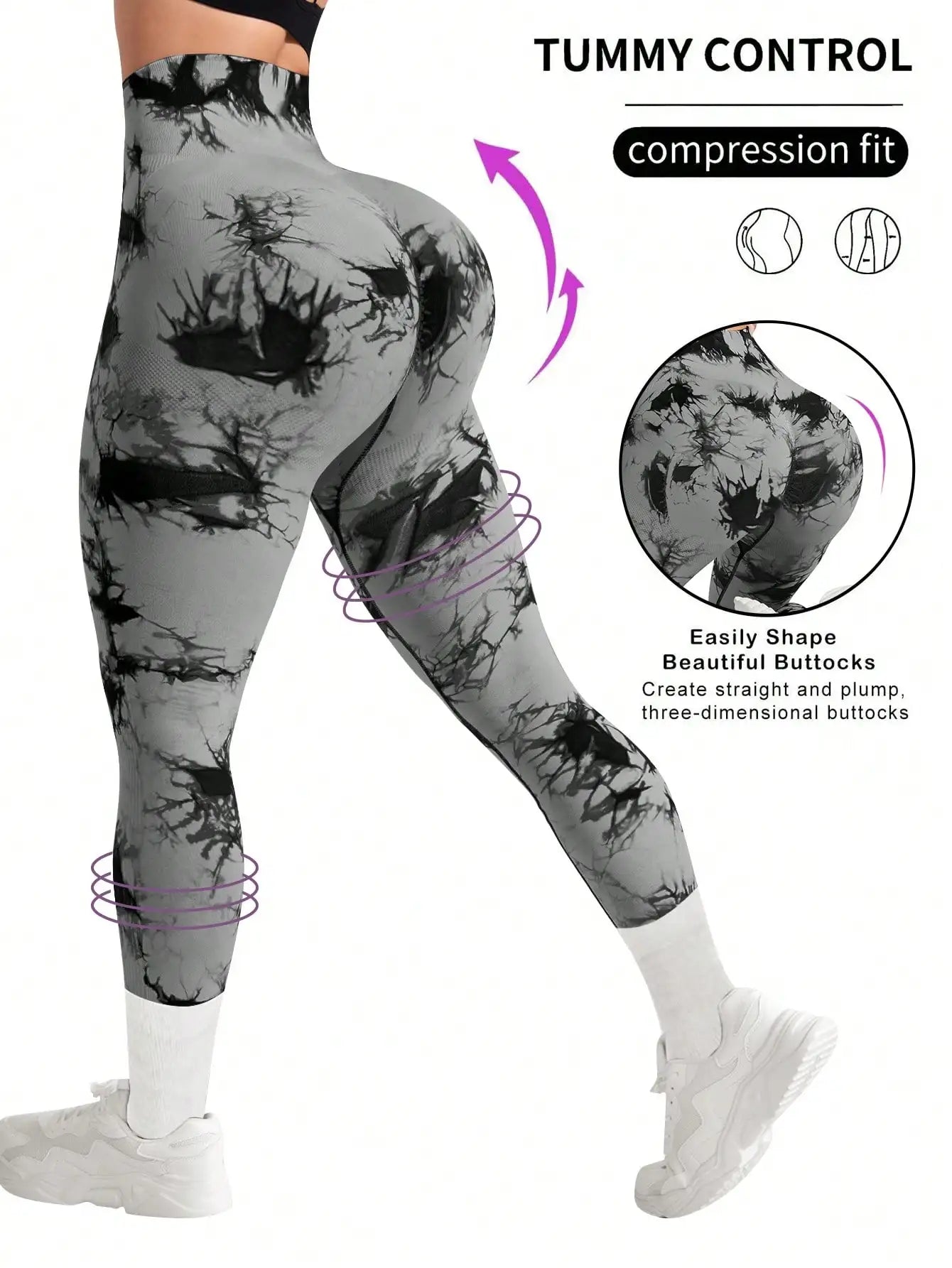 High Waist Tie Dye Compression Leggings Women