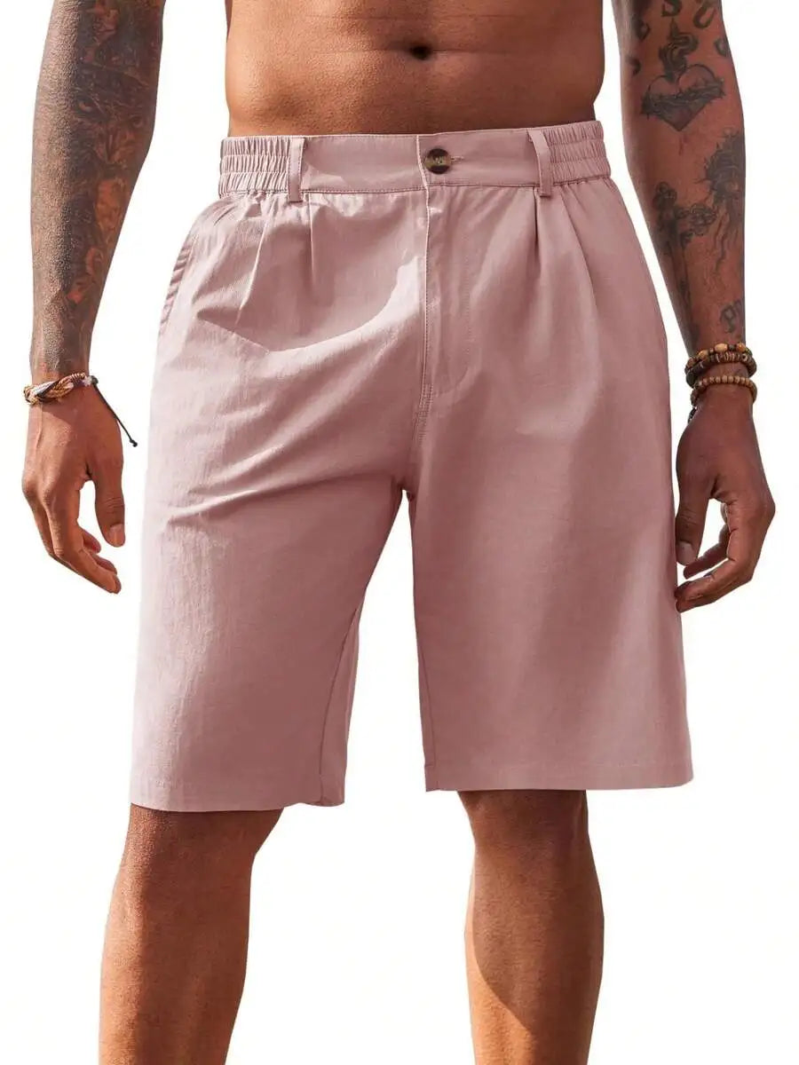 Mens Cotton Flat Front Chino Golf Shorts