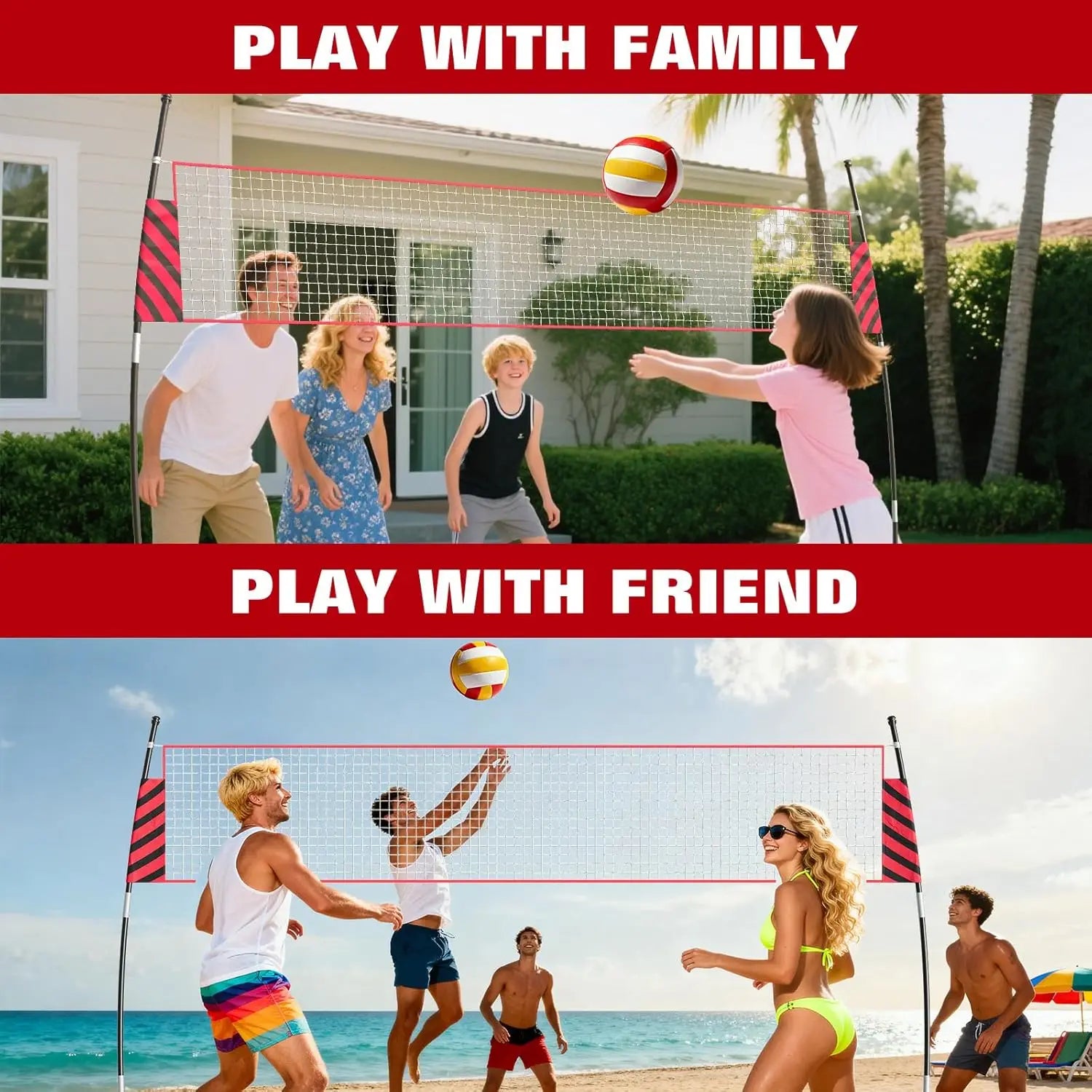 12FT Adjustable Volleyball Net