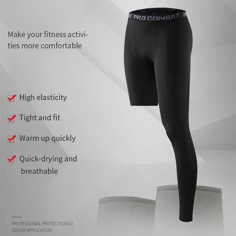 Men One Leg Compression Tights Pants