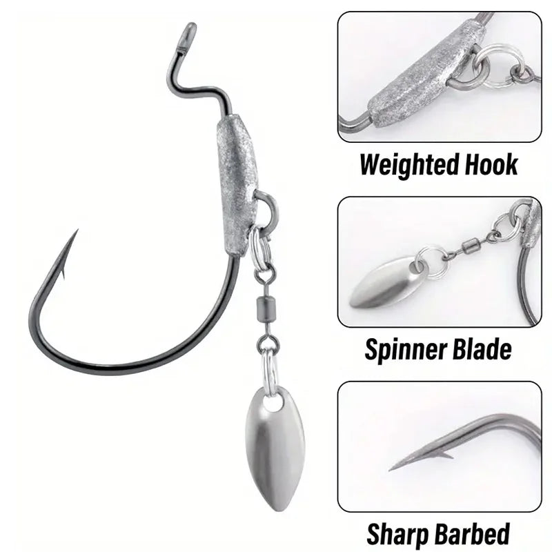 25Pcs Underspin Weighted Swimbait Hooks