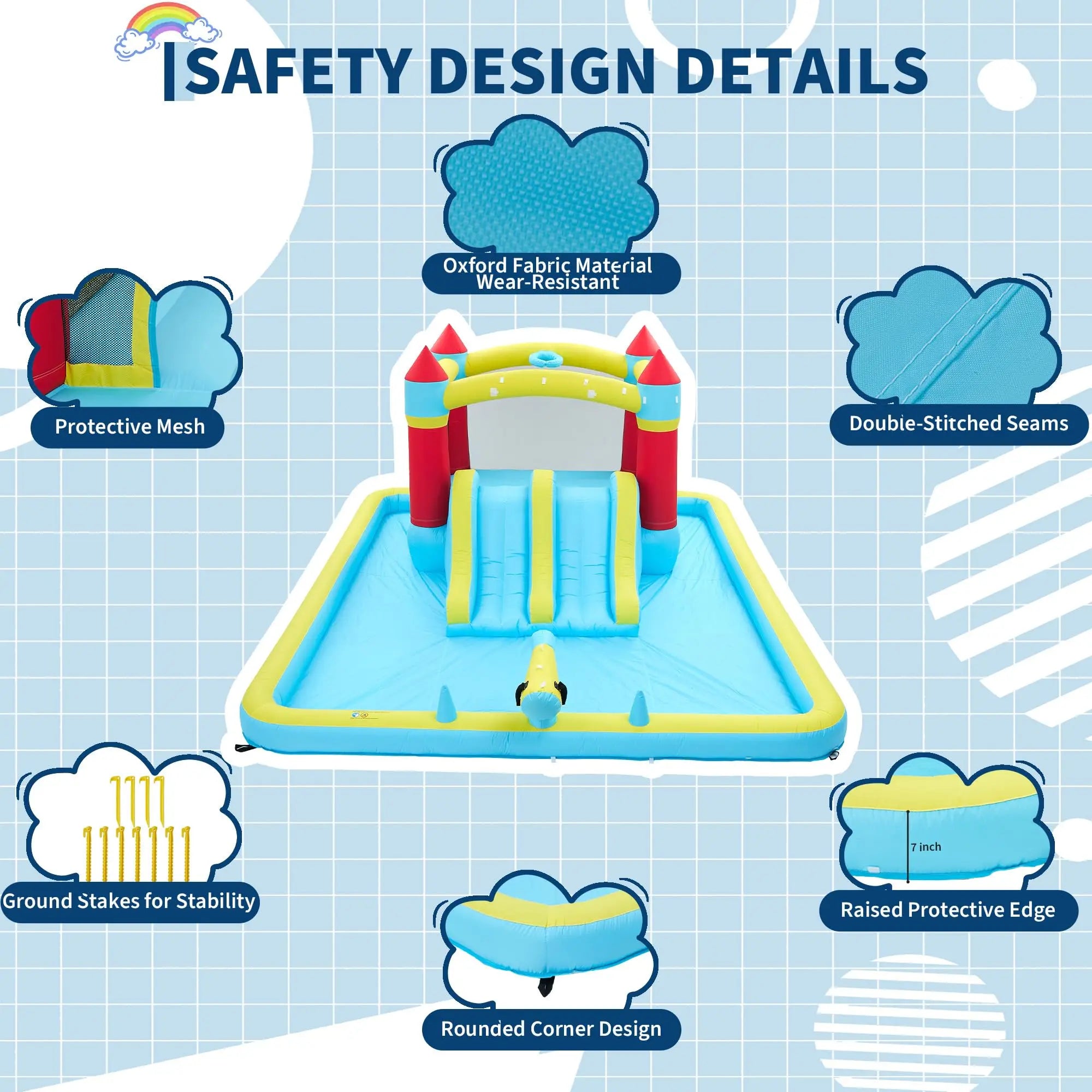 7-in-1 Indoor Outdoor Water Park Splash Pool