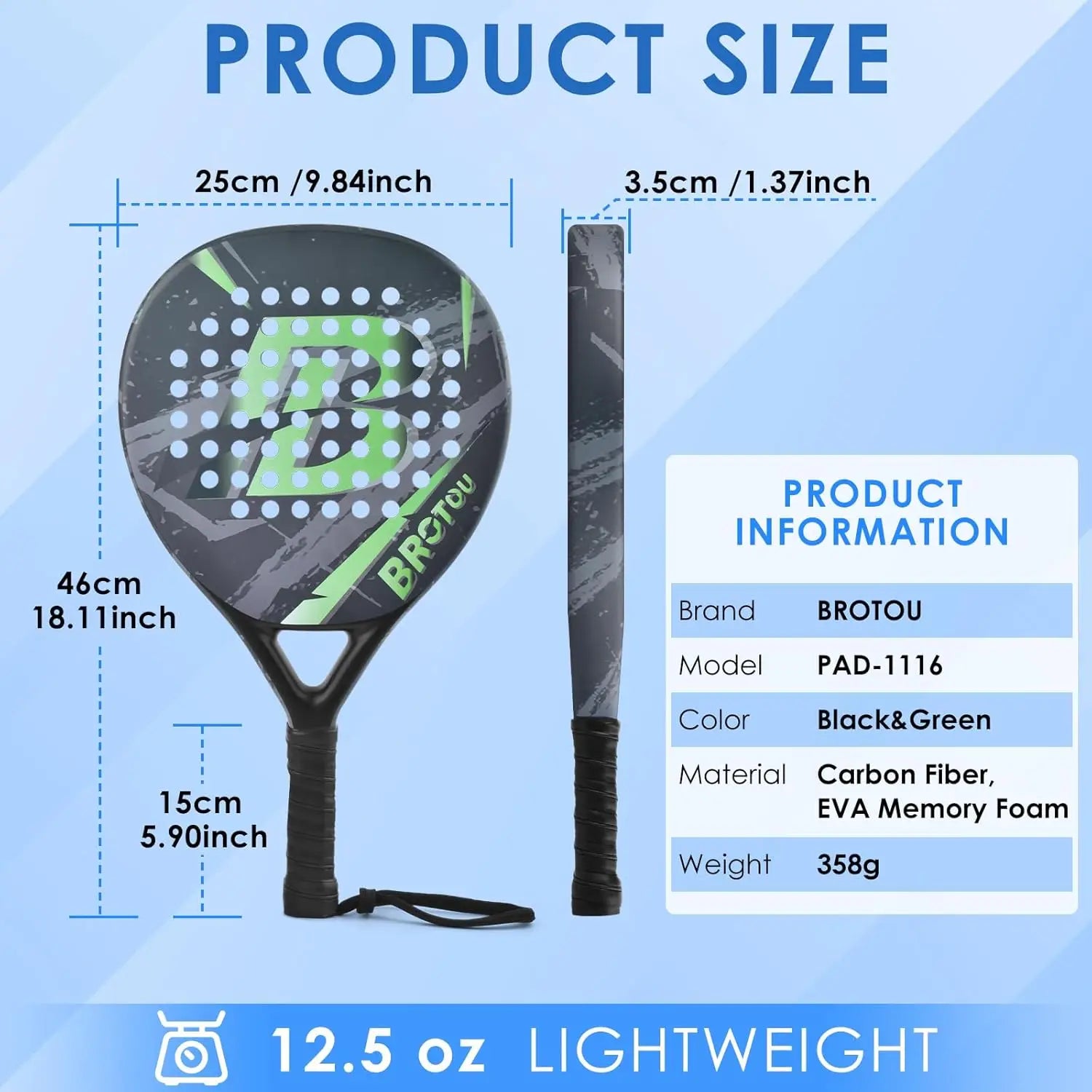 Padel Tennis Racket Carbon Fiber Surface