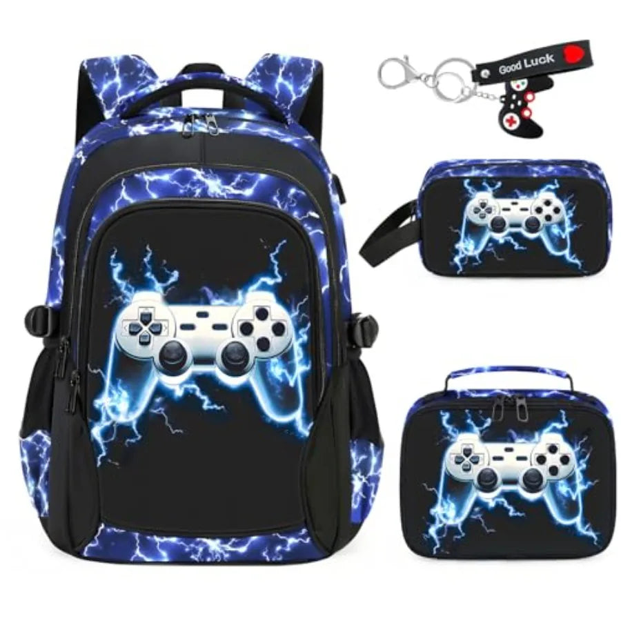 4pcs Baseball Boys Backpack with Lunch Box Set