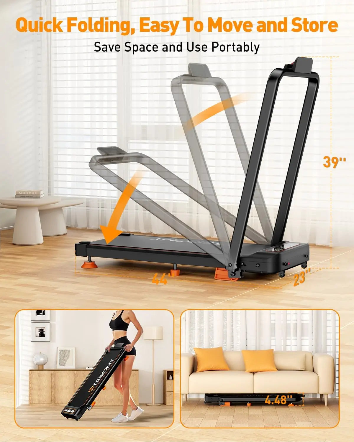 3.5HP Walking Pad Treadmill 300 LB