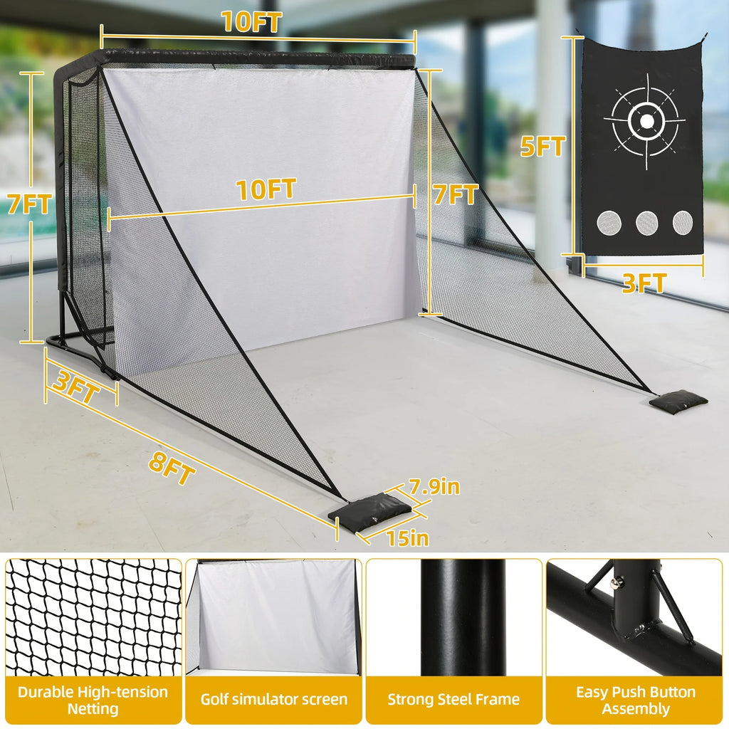 10x7ft Golf Hitting Net with Simulator Cloth