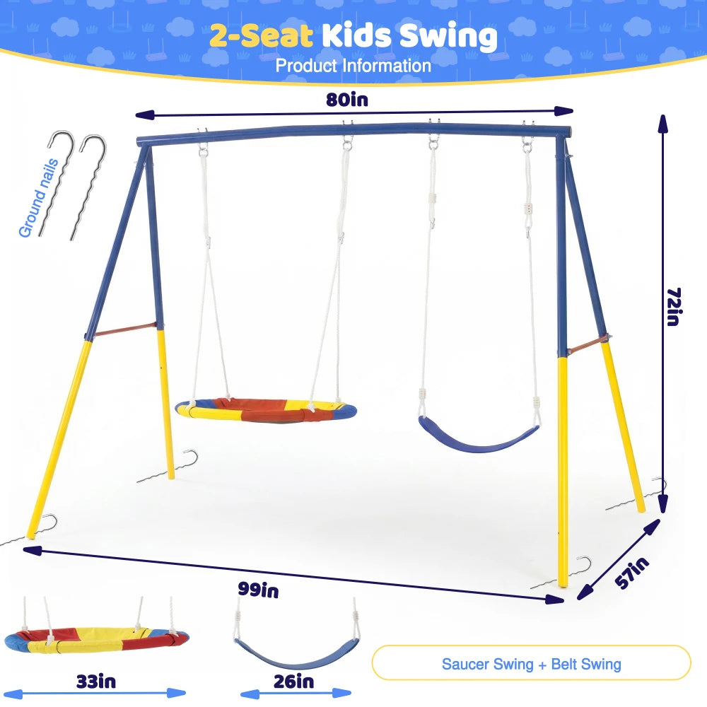 330lbs Swing Set with Heavy-Duty A-Frame