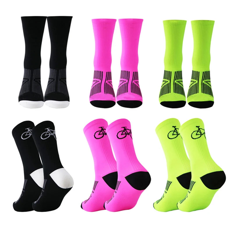3 Pairs Cycling Socks Men Breathable Mesh