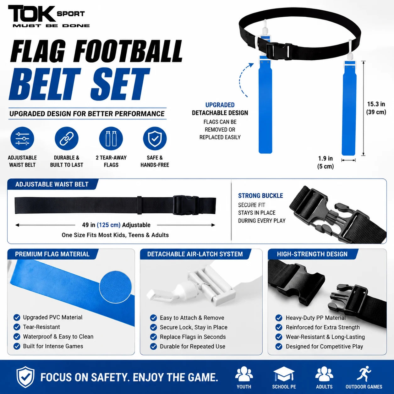 Adjustable Flag Football Belt Set