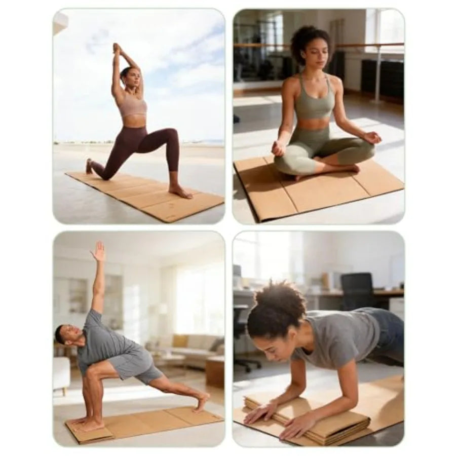 Foldable Cork Yoga Mat 69 x 24 x 0.25 in