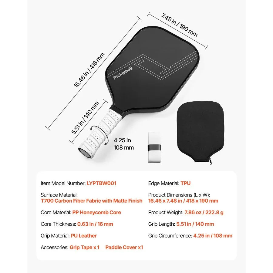 T700 Carbon Fiber Pickleball Paddle