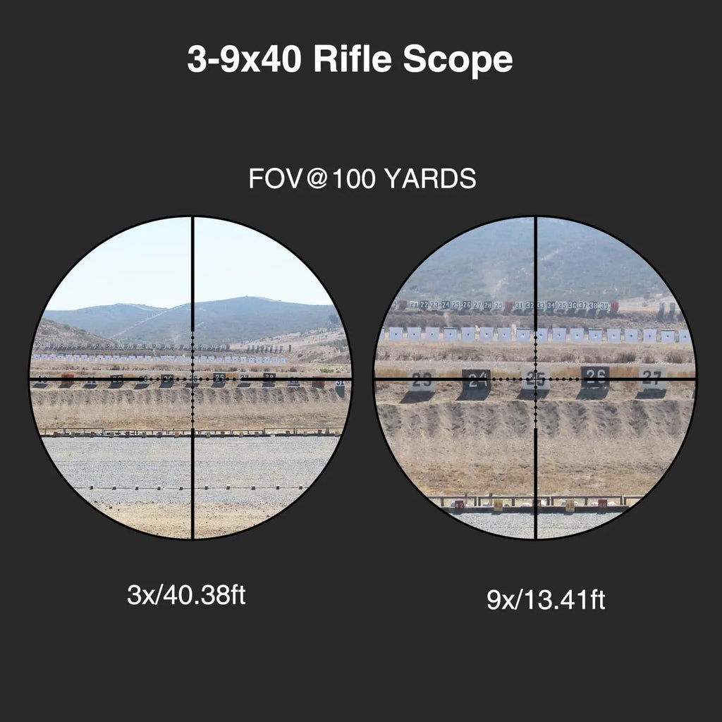 3-9x40 Rifle Scope, Red & Green Illuminated