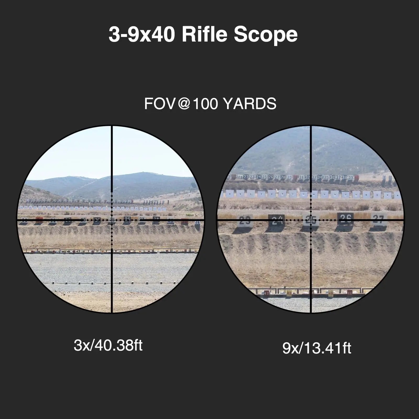 3-9x40 Rifle Scope, Red & Green Illuminated