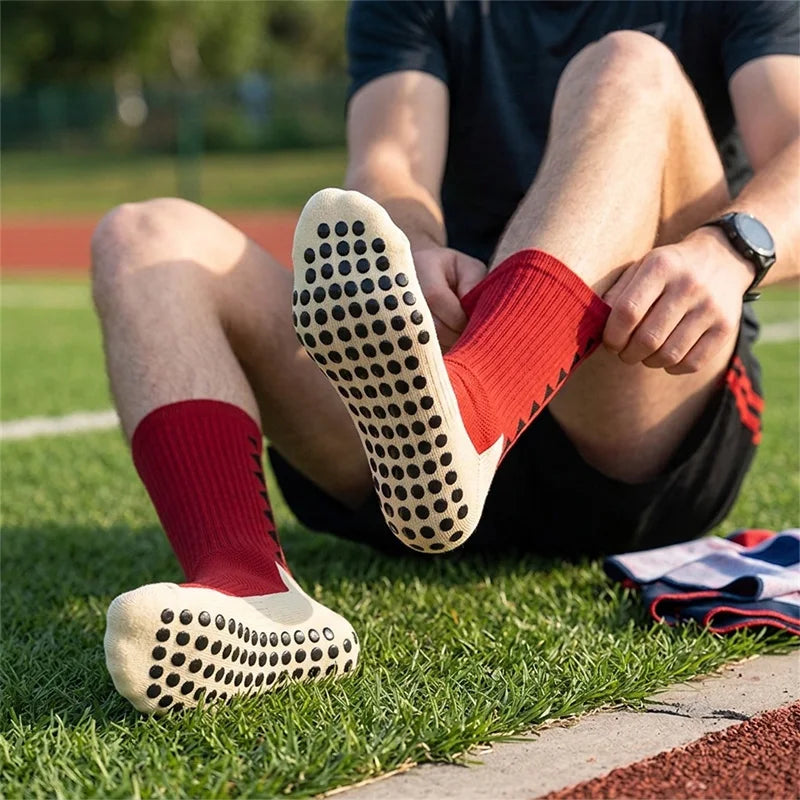 5 Pairs Mid-Calf Anti Slip Soccer Grip Socks