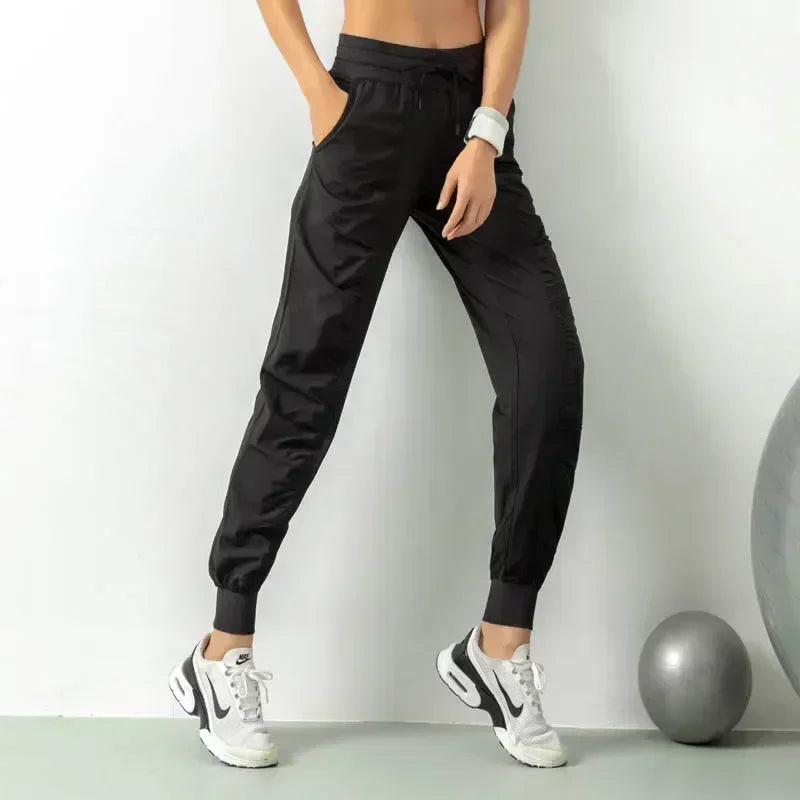 Fabric Drawstring Running Sport Joggers Women